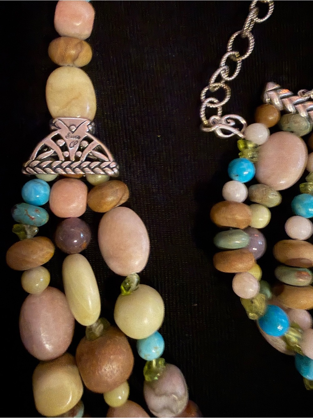 New 925 Carolyn Pollack Genuine Gemstone 3 Strand Necklace & Bracelet in Box - Picture 6 of 10